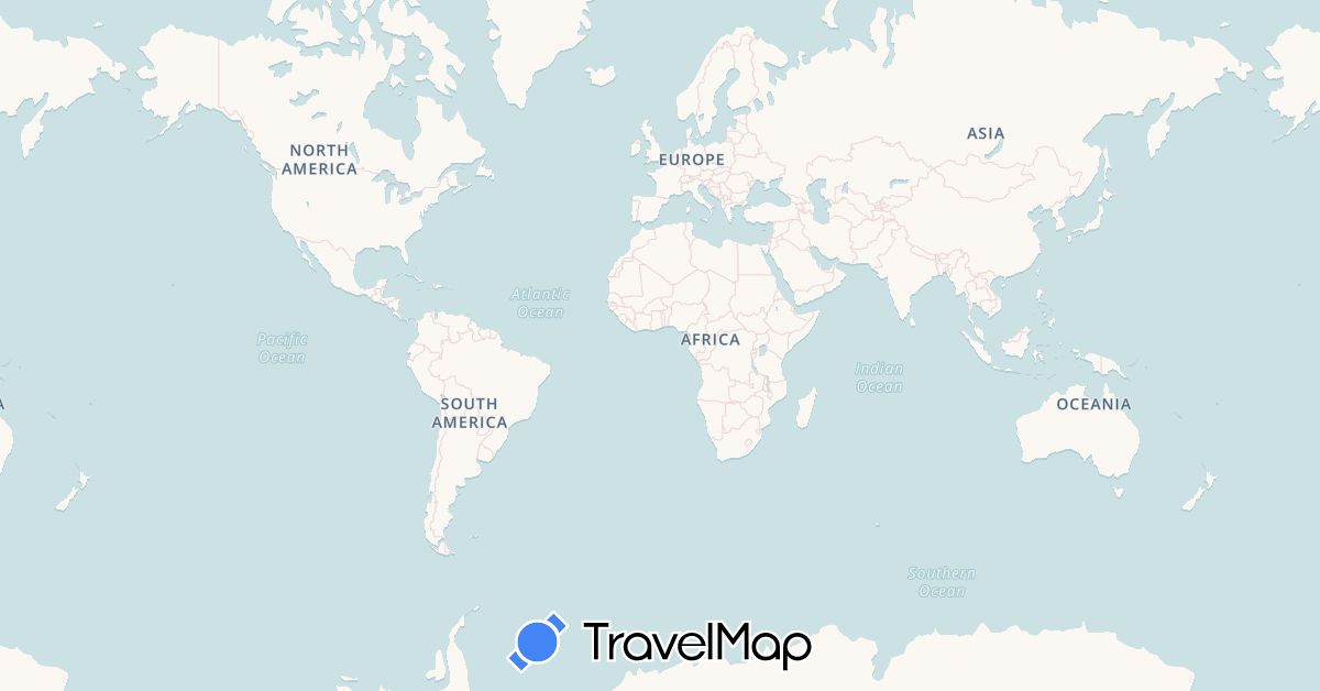 TravelMap itinerary: driving, bus, plane, cycling, train, hiking, boat, train in United Arab Emirates, Australia, France, Japan, New Caledonia, New Zealand (Asia, Europe, Oceania)